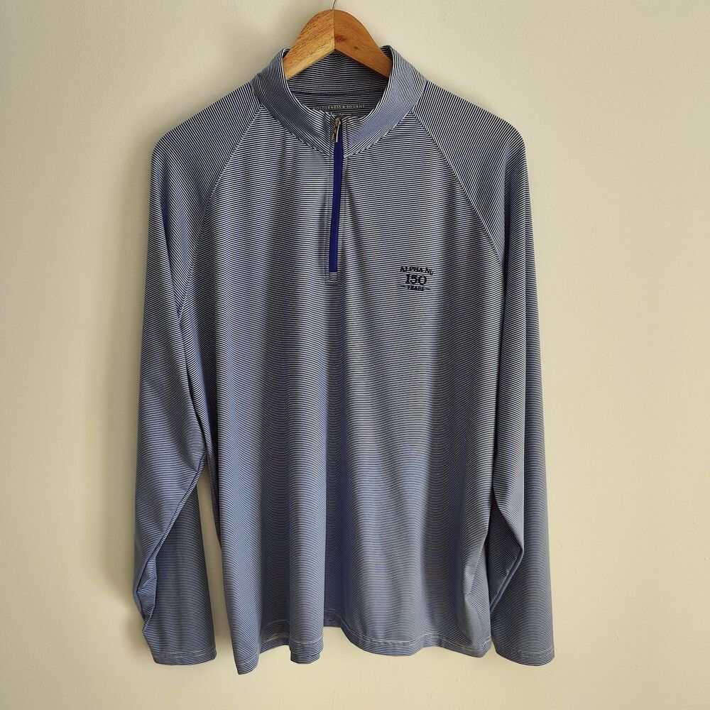 Holderness & Bourne Reid Performance Fabric Striped 1/4 Zip Pullover Mens XL